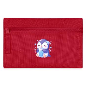 Kawaii Pinguin trinkt Boba Bubble Tea Chibi - Federtasche - Rot - Vorne