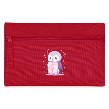 Kawaii Pinguin trinkt Boba Bubble Tea Chibi - Federtasche - Rot - Vorne