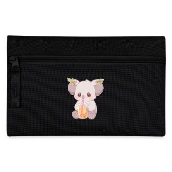 Kawaii Koala trinkt Boba Bubble Tea Chibi - Federtasche - Schwarz - Vorne