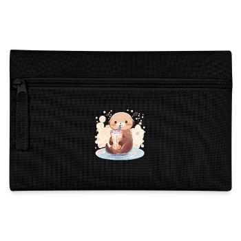 Kawaii Loutre Boissons Boba Bubble Tea Chibi - Trousse - noir - Devant