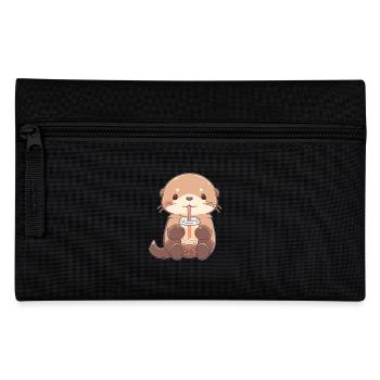 Kawaii Loutre Boissons Boba Bubble Tea Chibi - Trousse - noir - Devant