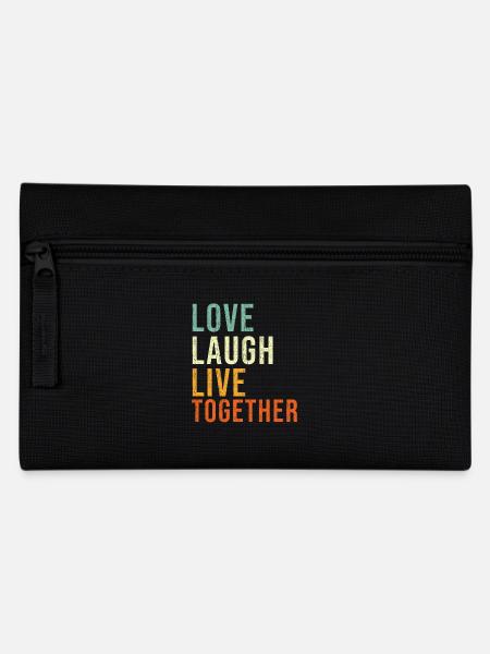 Liebe Lachen Zusammen leben Inspiration Zitat Familie - Federtasche - Schwarz