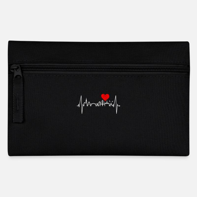 Kopenhagen Skyline Herzschlag Dänemark Love Hygge - Federtasche - Schwarz