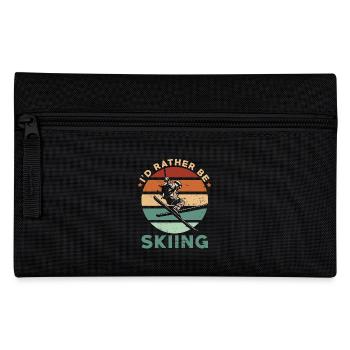 Skiing Enthusiast Retro Vintage Ski Skier - Pencil Case - black - Front