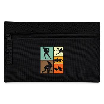 Retro Vintage Rugby Player Design - Pencil Case - black - Front