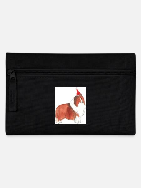Shetland Sheepdog Sticker christmas - Pencil Case - black