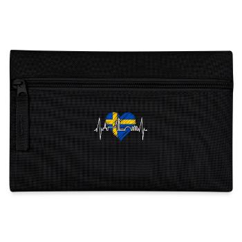Stockholm Skyline Herzschlag Herz I Love Schweden - Federtasche - Schwarz - Vorne