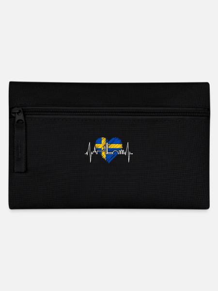 Stockholm Skyline Herzschlag Herz I Love Schweden - Federtasche - Schwarz