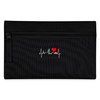 Stockholm Skyline Heartbeat Heart I Love Sweden - Pencil Case - black - Front