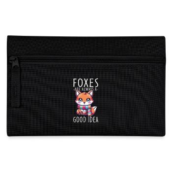 Charmanter Kawaii-Fuchs mit Schalgrafik - Federtasche - Schwarz - Vorne