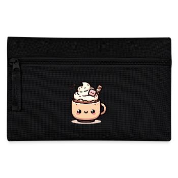 Warme und gemütliche heiße Kawaii-Schokolade mit - Federtasche - Schwarz - Vorne