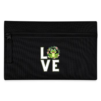 Frosch mit Frosch Liebe und lustige Sprüche - Federtasche - Schwarz - Vorne