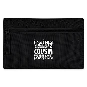 Finger weg ich habe einen verrückten Cousin - Federtasche - Schwarz - Vorne