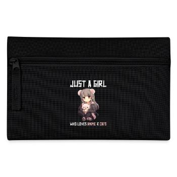 Kawaii Girl Anime Manga Fille et chat - Trousse - noir - Devant