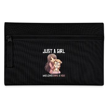 Kawaii Girl Anime Manga Fille et Chien - Trousse - noir - Devant