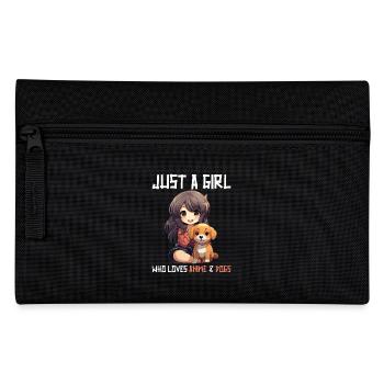 Kawaii Girl Anime Manga Fille et Chien - Trousse - noir - Devant