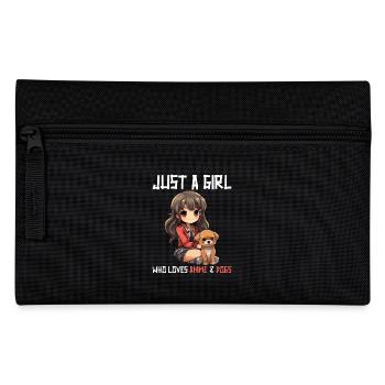 Kawaii Girl Anime Manga Fille et Chien - Trousse - noir - Devant