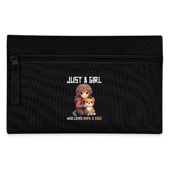 Kawaii Girl Anime Manga Fille et Chien - Trousse - noir - Devant