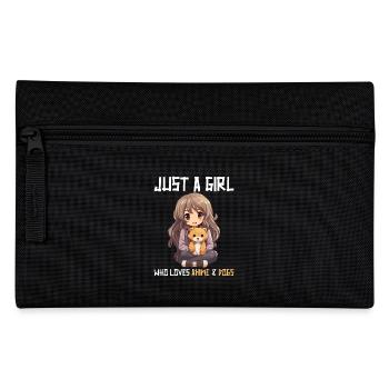 Kawaii Girl Anime Manga Fille et Chien - Trousse - noir - Devant