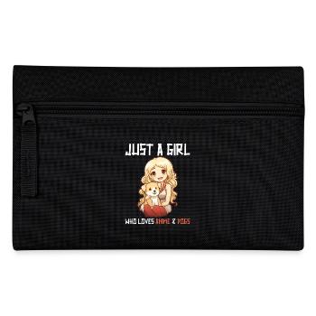 Kawaii Girl Anime Manga Fille et Chien - Trousse - noir - Devant