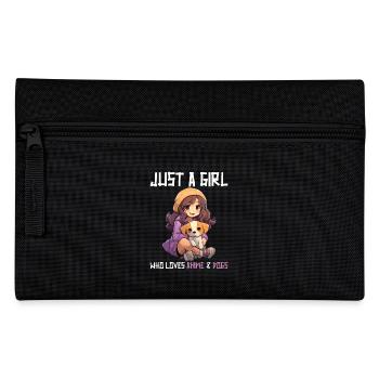 Kawaii Girl Anime Manga Fille et Chien - Trousse - noir - Devant