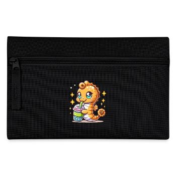 Hippocampe Kawaii Aime Le Bubble Tea Animal De La Mer Boba - Trousse - noir - Devant