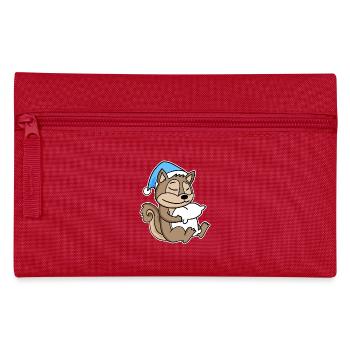 Écureuil avec oreiller et bonnet somnolent - Trousse - rouge - Devant