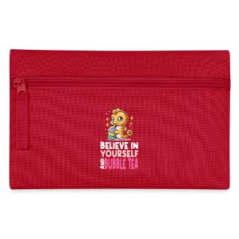 Kawaii Sea Horse Bubble Tea Boba Milk Tea - Pencil Case - red - Front