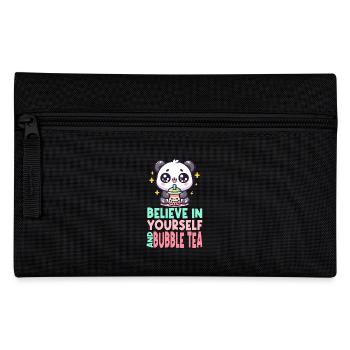 Kawaii Panda Bubble Tea Boba Drink Milk Tea Asian - Pencil Case - black - Front