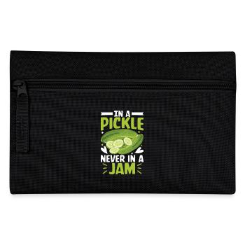 In a Pickle Never in a Jam- Cucumber Tshirt - Pencil Case - black - Front