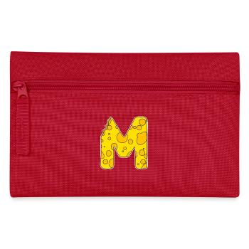 Buchstabe M - Anfangsbuchstabe M - Käse Motiv - Federtasche - Rot - Vorne