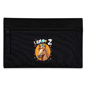 I Am 2 Years Old Horses Horse 2nd Birthday - Pencil Case - black - Front