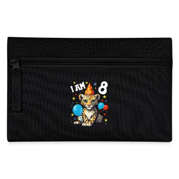 I'm 8 Years Old Leopard Leopard 8th Birthday - Pencil Case - black - Front