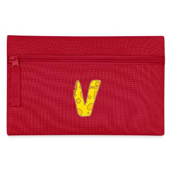 Buchstabe V - Anfangsbuchstabe V - Käse Motiv - Federtasche - Rot - Vorne