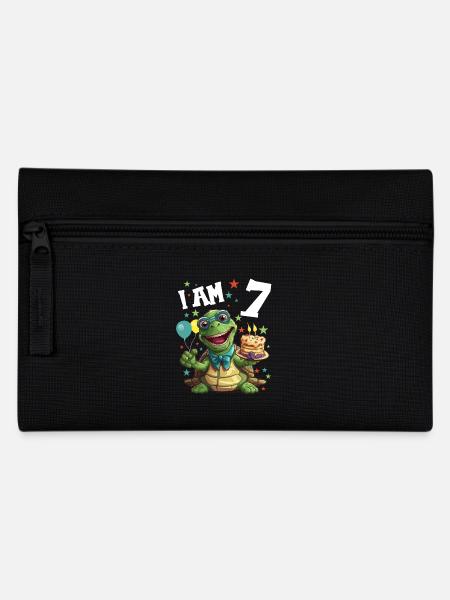 Ich bin 7 Schildkröten Schildkröte 7. Geburtstag - Federtasche - Schwarz