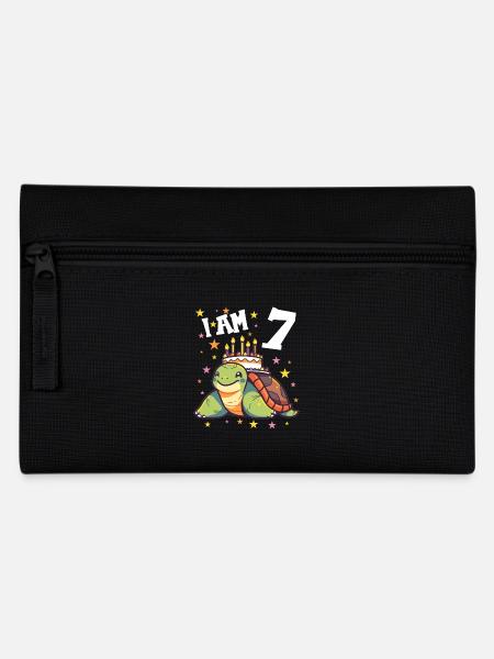 Ich bin 7 Schildkröten Schildkröte 7. Geburtstag - Federtasche - Schwarz