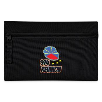 idee cadeau drapeau carte ile de la reunion 974 - Trousse - noir - Devant