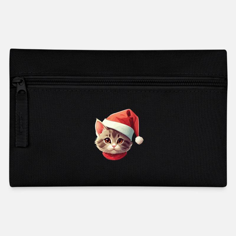 Visage de chat Père Noël Saint-Nicolas chat Noël - Trousse - noir