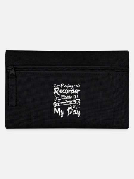 Playing recorder makes my day - Federtasche - Schwarz