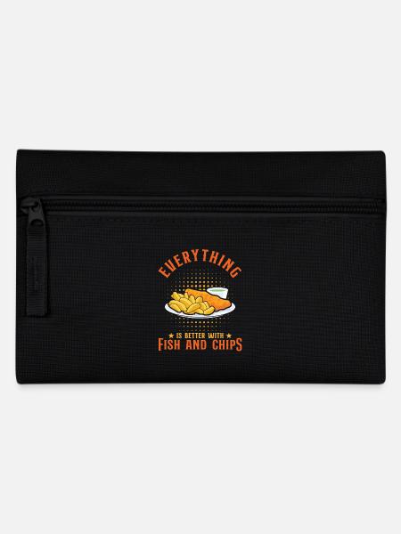 Mit Fish And Chips ist alles besser - Federtasche - Schwarz