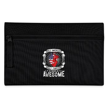 Turkey USA Flag - Half American Half Turkish - Pencil Case - black - Front