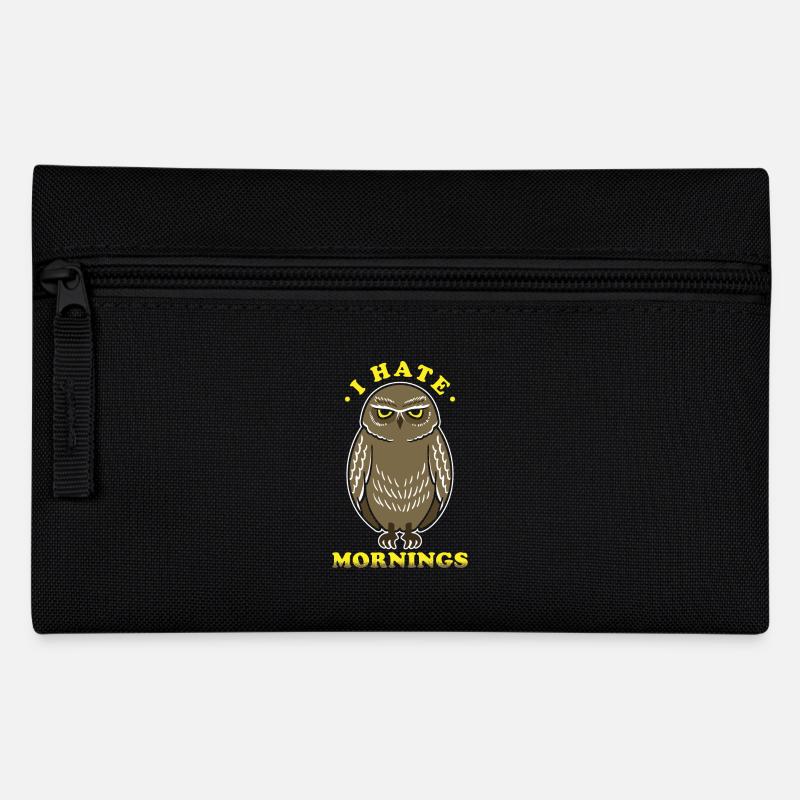 Ich Hasse Morgenmuffel Eule Motiv - Federtasche - Schwarz