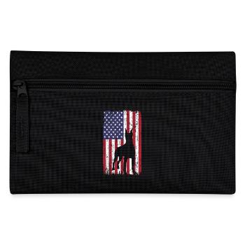 Doberman Pinscher chien avec drapeau des États-Unis - Trousse - noir - Devant
