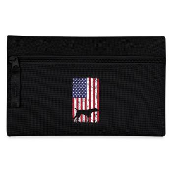 Weimaraner Hund mit USA Flagge - Federtasche - Schwarz - Vorne