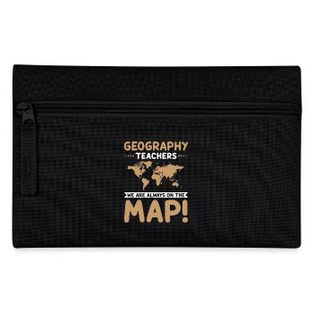 Geography Teacher Idea Map World Map Geography - Pencil Case - black - Front