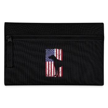 Kurzhaariger Vorstehhund Hund mit USA Flagge - Federtasche - Schwarz - Vorne
