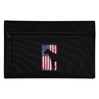 Deutsche Dogge Hund mit USA Flagge - Federtasche - Schwarz - Vorne