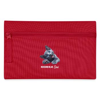 Russian Blue Cat Russisch Blau Katze - Pencil Case - red - Front