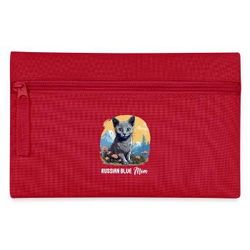 Russian Blue Cat Russisch Blau Katze - Pencil Case - red - Front