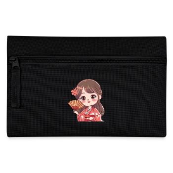 Süße Kirschblüten Kimono Figur - Federtasche - Schwarz - Vorne